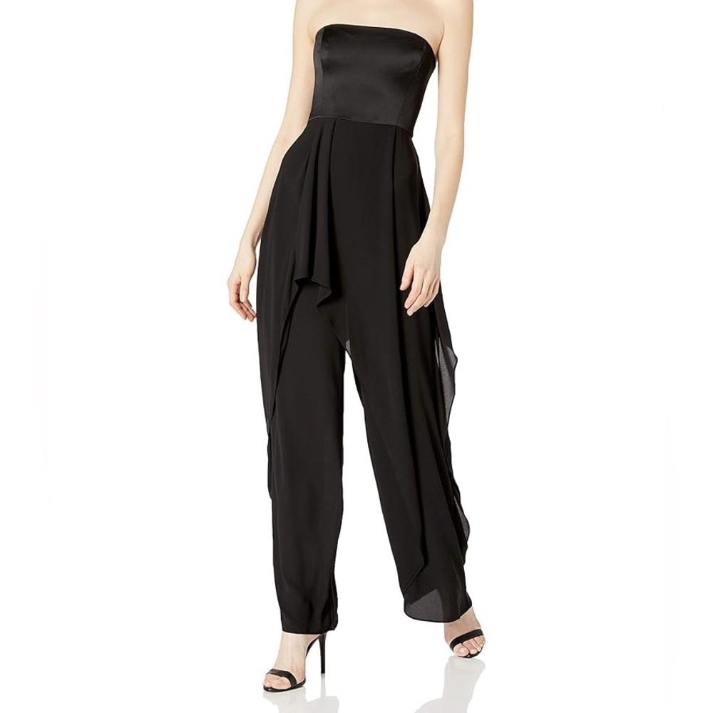 Halston Heritage Strapless Black Jumpsuit